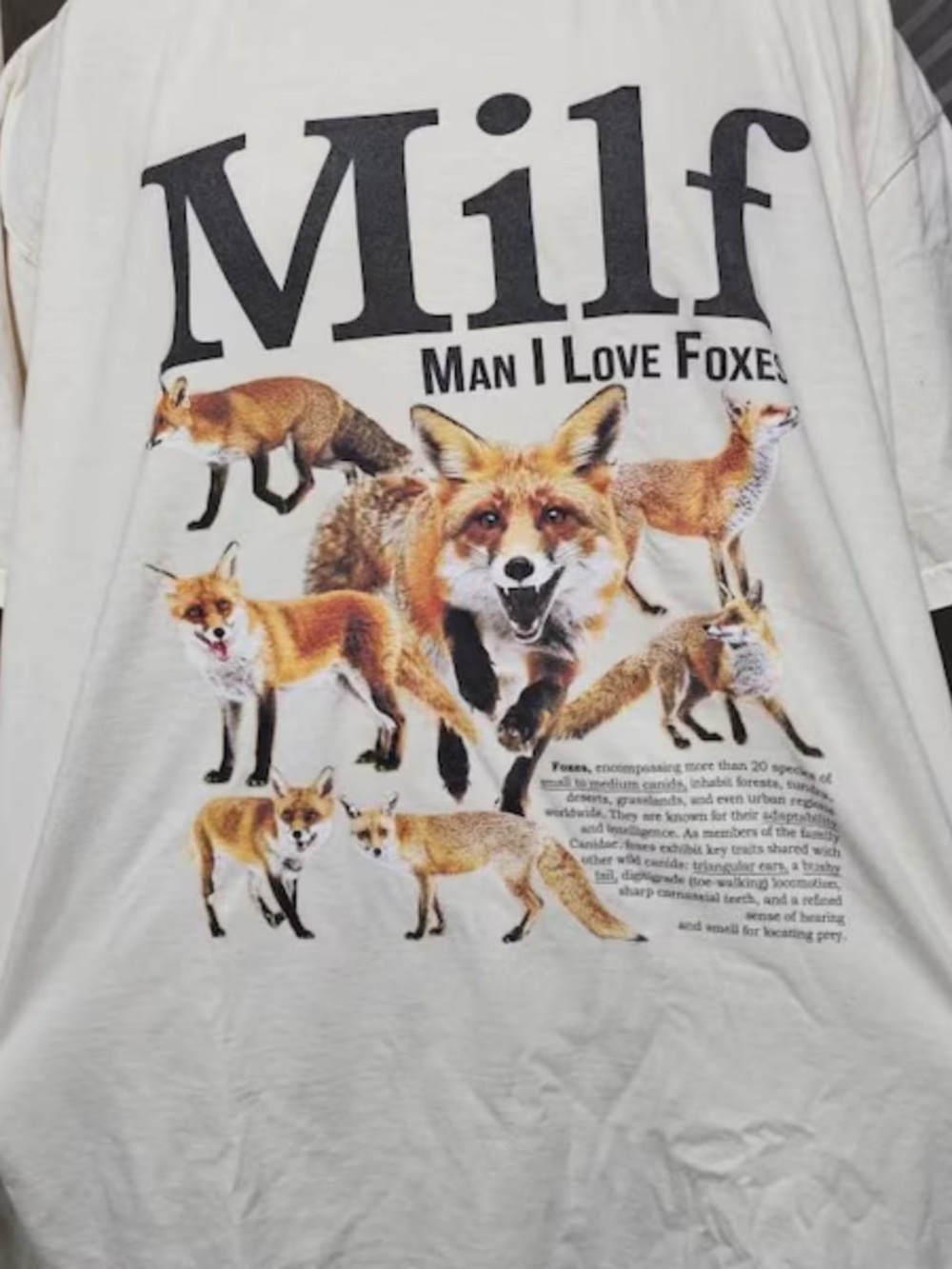 Gildan White Short Sleeve Tee with Fox Graphic - "Man I Love Foxes"